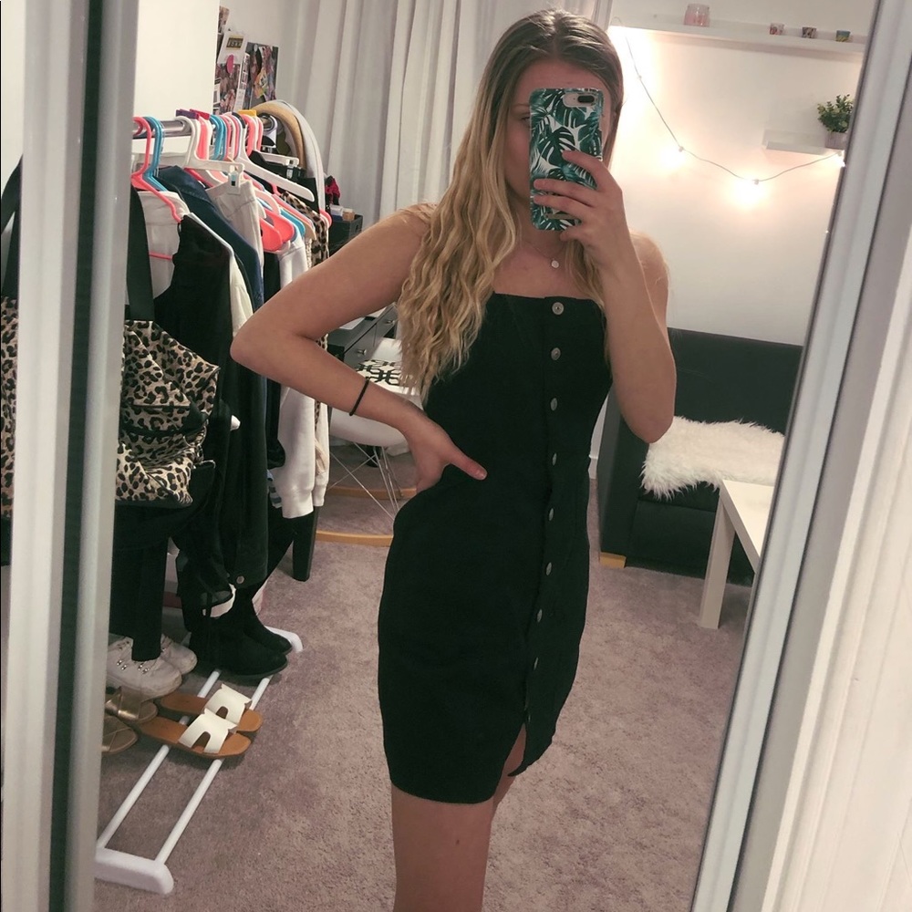 Black denim dress w. buttons stl. XS-S H&M